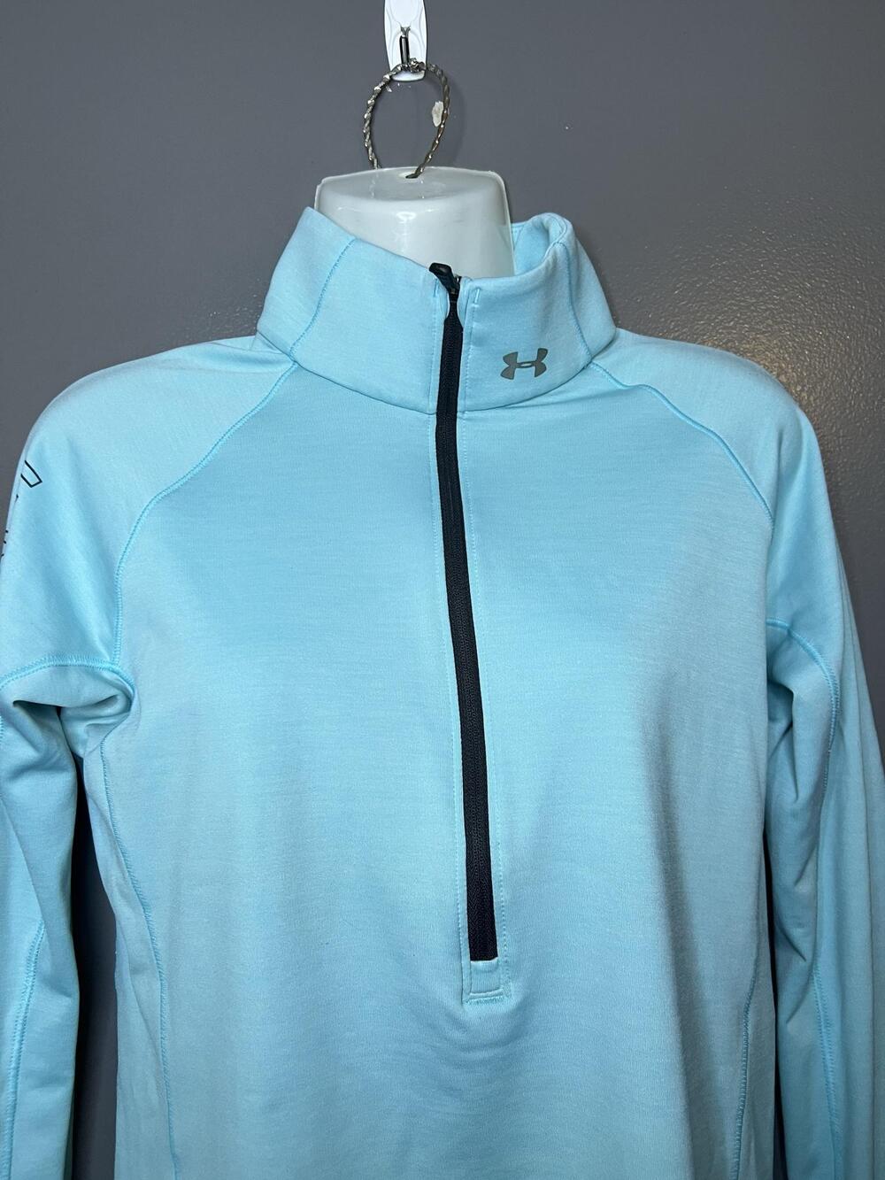 Under Armour ColdGear Pullover Womens Medium Blue 1/4 Zip Mock Neck Athletic